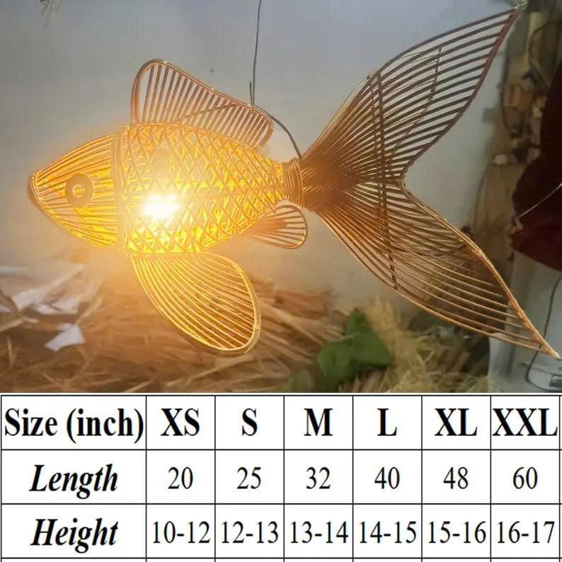 Fish chandelier lighting rattan pendant light home decor