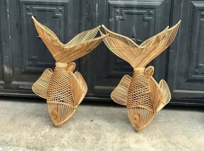 Fish chandelier lighting rattan pendant light home decor