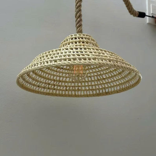 Cone shade lamp rattan pendant light art deco lamp