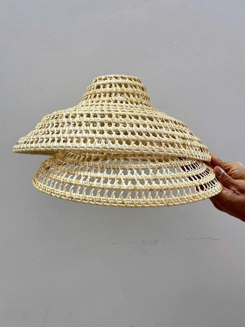 Cone shade lamp rattan pendant light art deco lamp