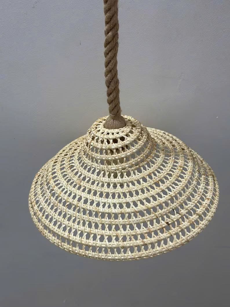 Cone shade lamp rattan pendant light art deco lamp