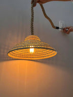 Cone shade lamp rattan pendant light art deco lamp
