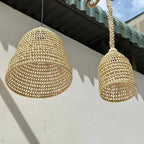 Bell pendant rattan light fixture wicker lamp shade hanging woven pendant light art decor kitchen island lighting