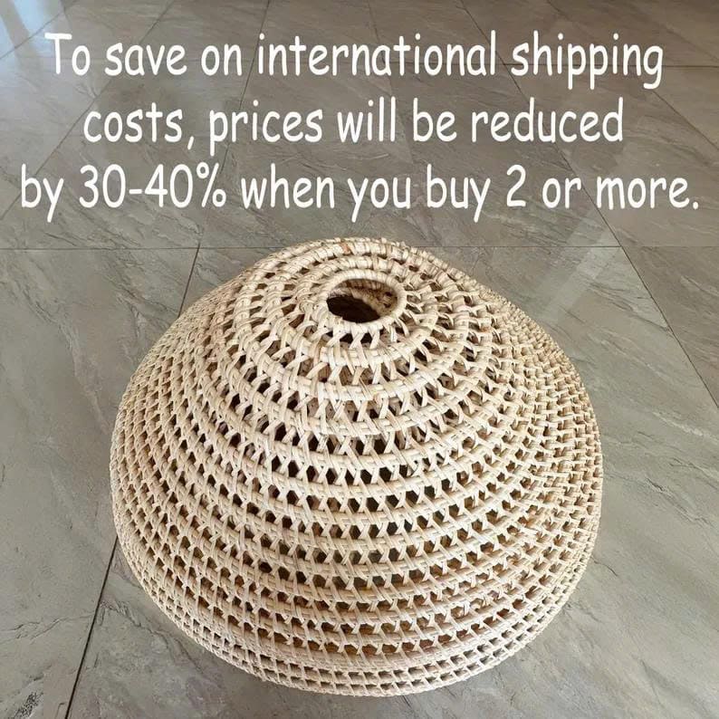 Rustic cone rattan ceiling light kitchen island decor