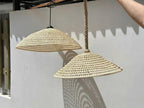 Rustic cone rattan ceiling light kitchen island decor