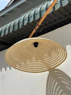 Rustic cone rattan ceiling light kitchen island decor