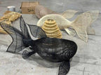 Four tail rattan fish pendant light in natural, red & black