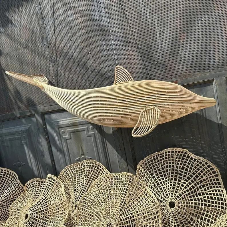 Rattan dolphin lamp fish chandelier art deco lamp