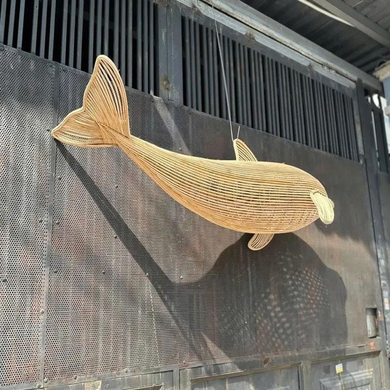 Rattan dolphin lamp fish chandelier art deco lamp